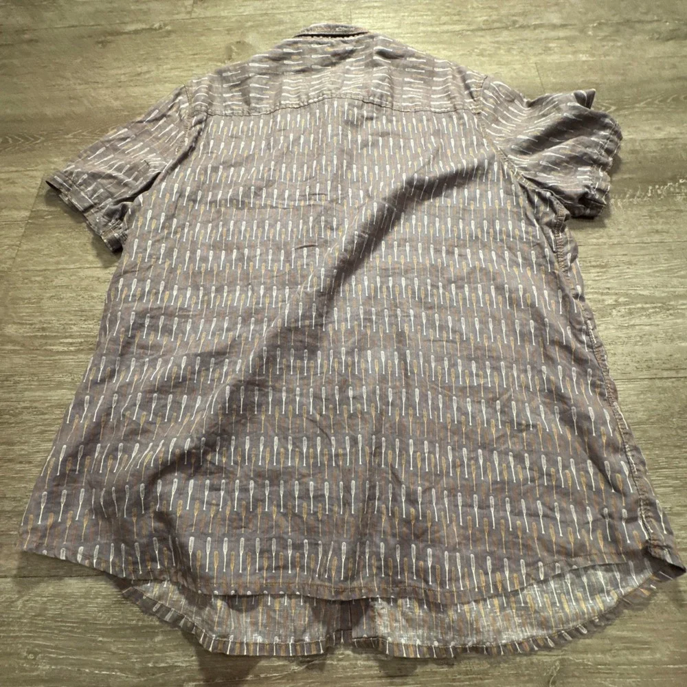 Jeremiah Shirt Mens XXL Paddle Oar Print AOP Linen Cotton Short Sleeve Casual